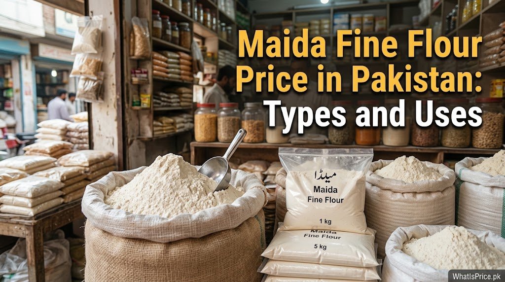 Maida Fine Flour Price in Pakistan: Types and Uses 1 Refined White Flour beside Bakery Ingredients